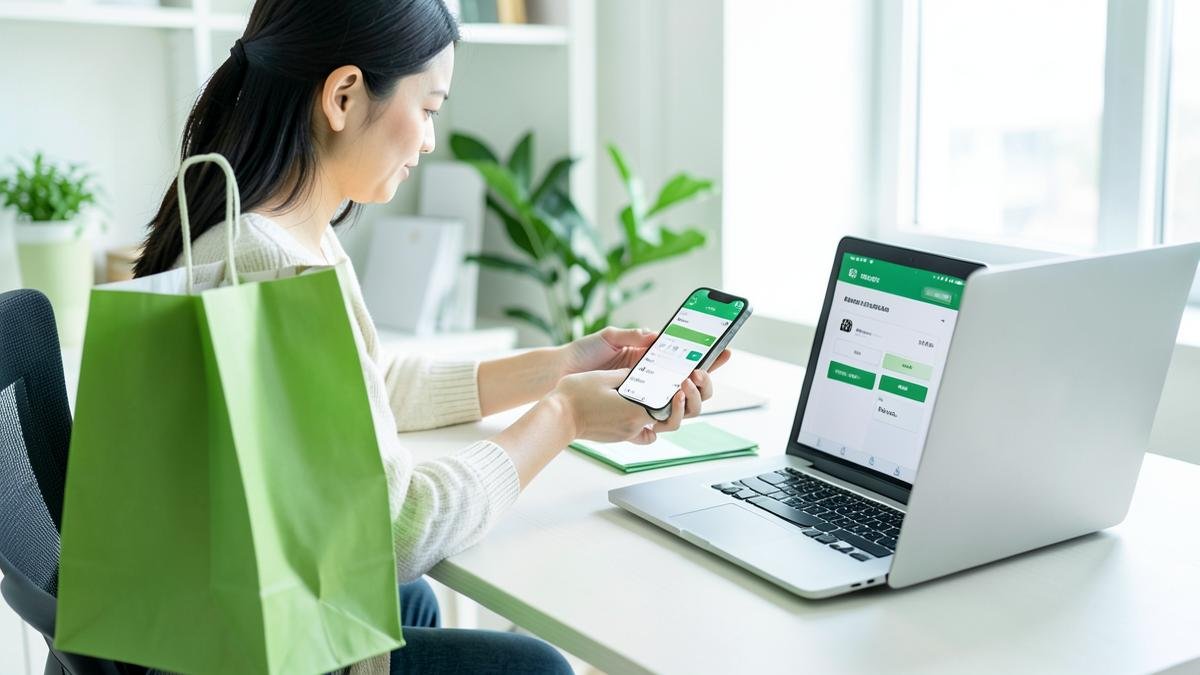 حاسوب محمول وهاتف ذكي يعرضان رسوماً بيانية لمقارنة أسعار المنتجات ورموز الخصومات